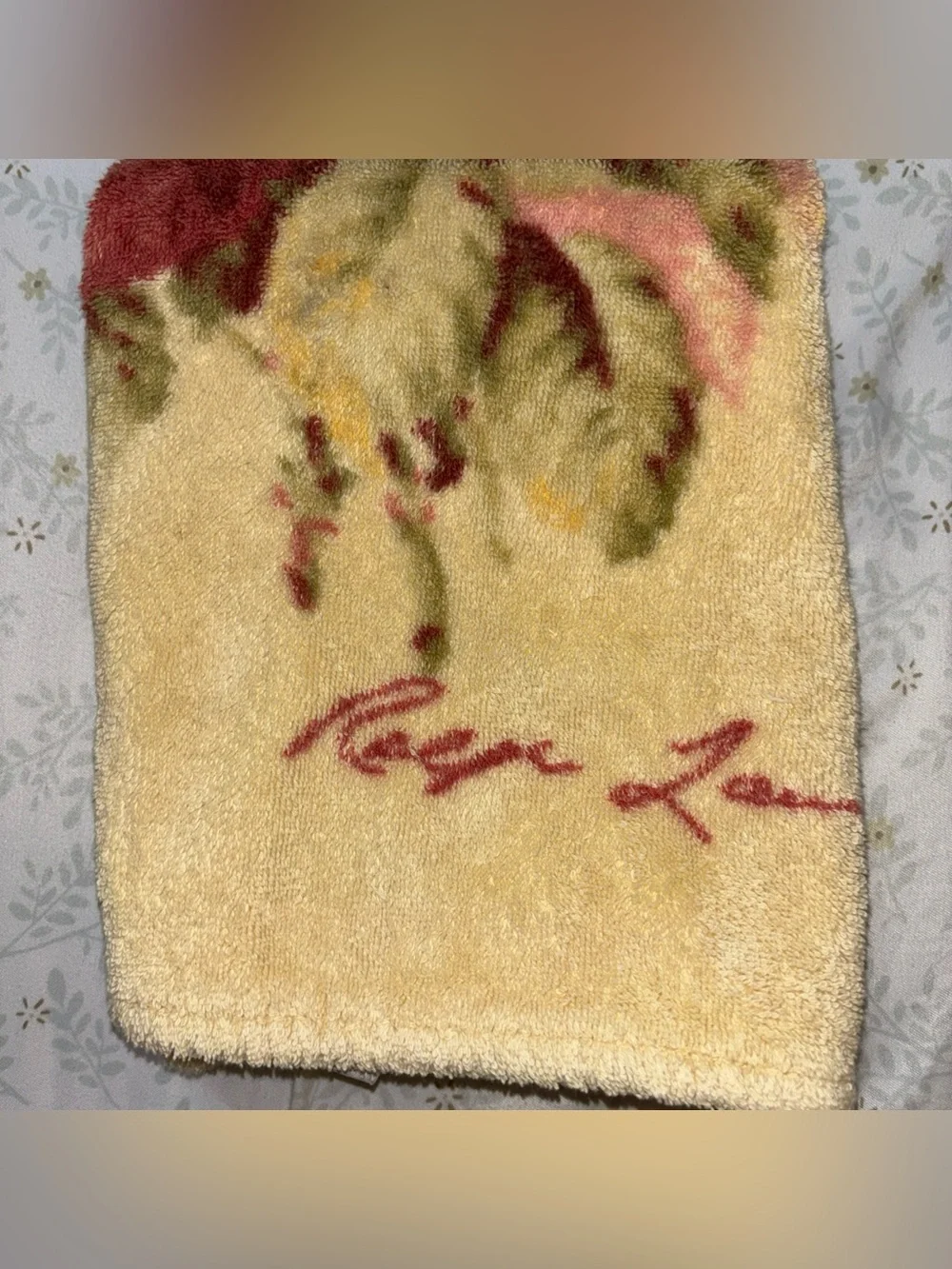 VGE RALPH LAUREN *KATHLEEN Yellow FLORAL Shabby ROSES HAND TOWEL & BATH TOWEL